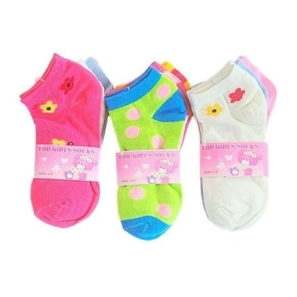 NWT 9-Pairs Girl's Cotton Low cut Socks 4-8 YO
